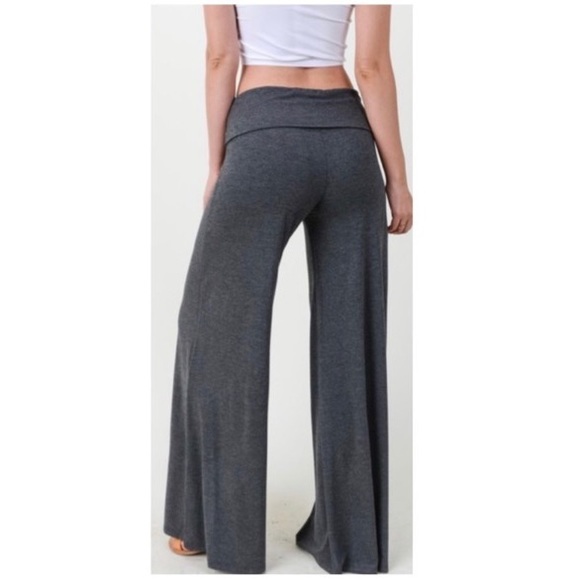 CHARCOAL GRAY WIDE LEG LOUNGE YOGA PANTS - Picture 4 of 4